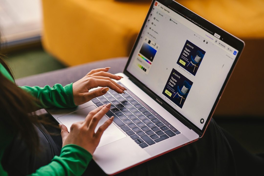 person fact checking on laptop